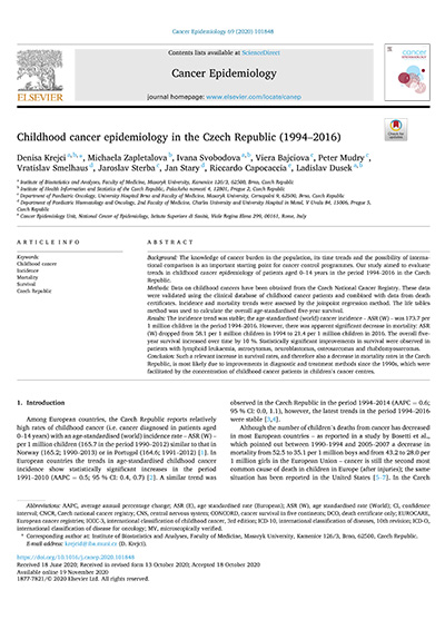 QChildhood cancer epidemiology in the Czech Republic (1994–2016)