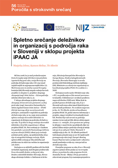 Spletno srečanje deležnikov in organizacij s področja raka v Sloveniji v sklopu projekta iPAAC JA