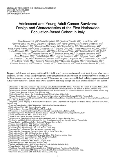 Adolescent and Young Adult Cancer Survivors: Design and Characteristics of the First Nationwide Population-Based Cohort in Italy