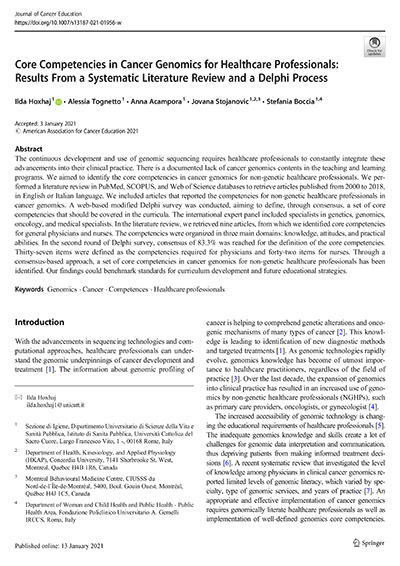 Core competencies in cancer genomics for healthcare professionals: Results from a systematic literature review and a Delphi process