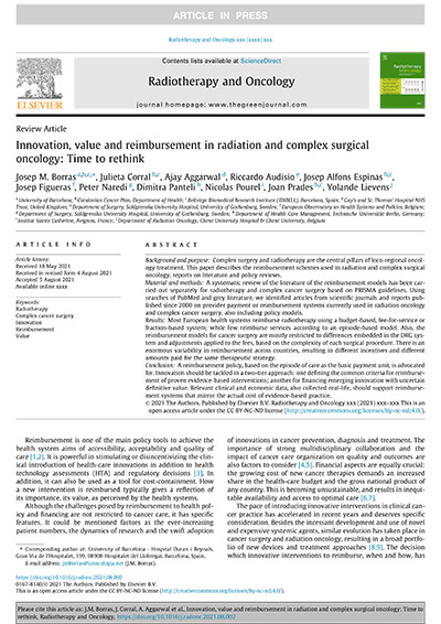 Innovation, value and reimbursement in radiation and complex surgical oncology: Time to rethink