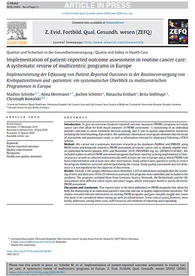 Implementation of patient-reported outcome assessment in routine cancer care: A systematic review of multicentric programs in Europe